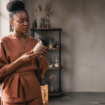 Entrepreneure africaine examinant son packaging pour vendre ses produits agricoles en Afrique avec succès.