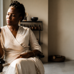 Entrepreneure cosmétique à Kinshasa travaillant sur sa communauté de marque beauté en Afrique.