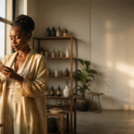 Entrepreneure africaine travaillant sur le branding luxe de sa marque cosmétique en RDC