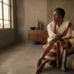 Entrepreneure africaine préparant sereinement son pitch investisseurs femmes Afrique dans un bureau élégant.