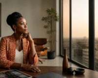 Entrepreneure leader des femmes tech Afrique dans un studio moderne à Kinshasa