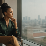 Femme entrepreneure africaine en pleine réflexion stratégique pour négocier ses honoraires avec assurance.
