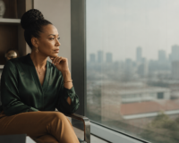 Femme entrepreneure africaine en pleine réflexion stratégique pour négocier ses honoraires avec assurance.