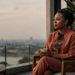 Femme entrepreneure africaine en réflexion calme pour éviter l'épuisement professionnel femmes business.
