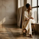 Portrait éditorial d'une entrepreneure à Douala réfléchissant aux mécanismes de financement structuré pour sa PME.