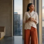 Femme entrepreneure de la diaspora réfléchissant à son investissement stratégique en Afrique francophone.