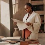 Créatrice ivoirienne travaillant le cuir d'ananas pour l'artisanat contemporain Afrique à Abidjan.