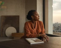 Entrepreneure à Kinshasa réfléchissant aux mécanismes de garantie bancaire pour son entreprise.